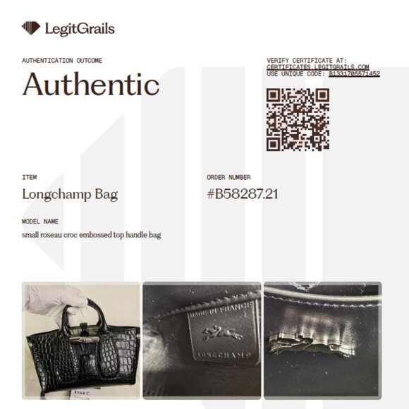 Authentic Longchamp Rosseau Mini Leather Croc Embossed - Picture 5 of 17